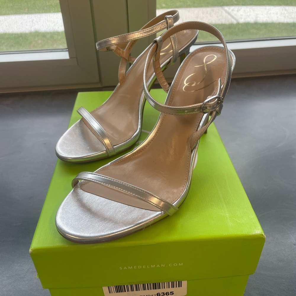 Sam Edelman Doran Heeled Silver Strappy Sandals